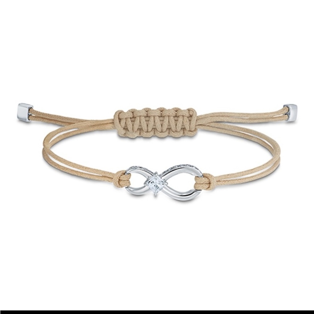 Swarovski Infinity Bracelet Beige, Rhodium Plated